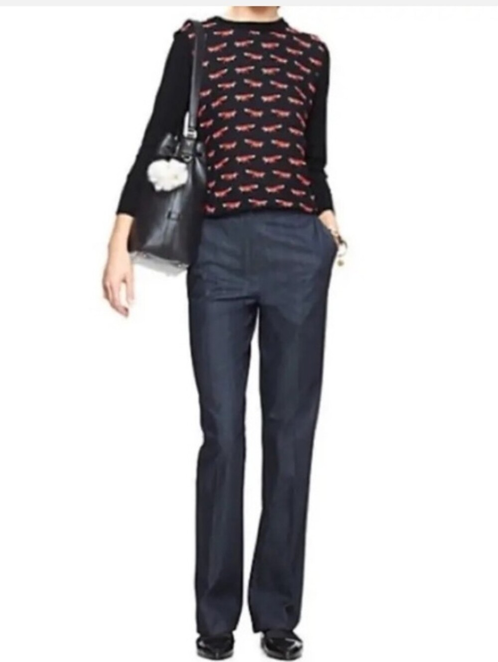 Kate Spade Blaze a Trail Dark Blue Denim High Waisted Career Trousers Womens 4